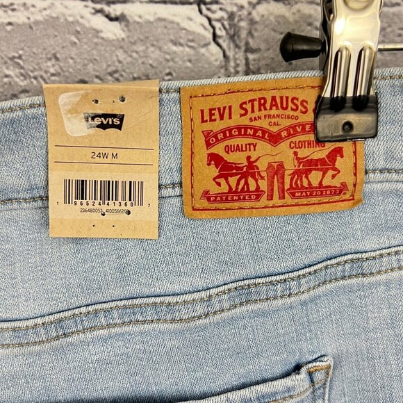 New Levi's Classic Straight Stretch Blue Jeans Womens Plus Size 24W M - Picture 9 of 10